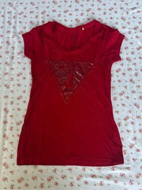 GUESS Year of the Dog Red Short Sleeve Logo Tee